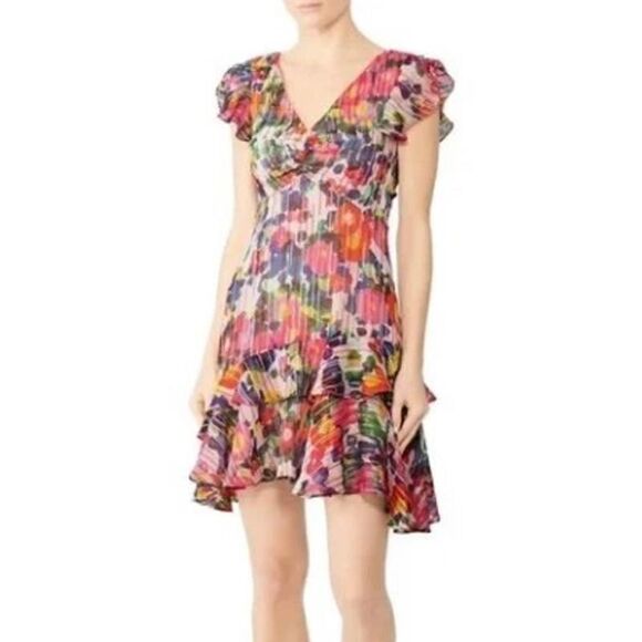 Saloni Catia Ruffle Tiered Mini Dress NWT Sz. 0 - Picture 1 of 6
